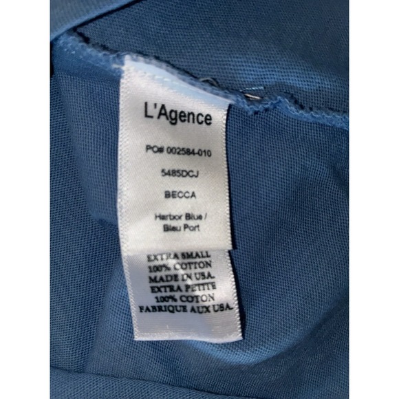 L'Agence Ressi Tee Womens XS Harbor Blue Micro Rib Stretch Made In USA NEW *spot - Picture 4 of 7